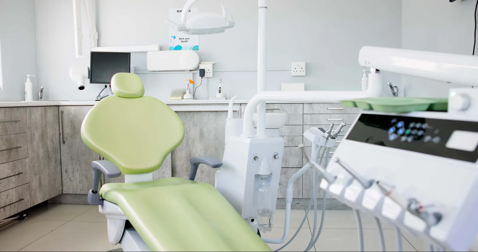 Completed dental operatory with new chair, cabinetry and delivery systems